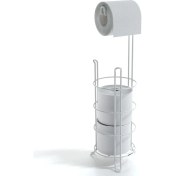 Resim Tekno-tel AYAKLI YEDEKLI TUVALET KAĞITLIGI BEYAZ MG093 