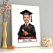 Resim Karikatürlü Üniversiteli Erkek Öğrenci Mezuniyet Kanvas Tablo 