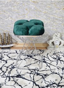 Resim Zafir Kare Krom Kaplama Yeşil Puf & Bench - Puf Oturak - Bench - Ayak Ucu Oturak - Tabure - Makyaj Oturak Yeşil 