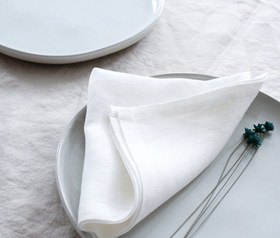 Resim Vintage Naturel Ham Keten Peçete Beyaz (2'li Set) - 45x45 cm 