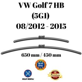 Resim Vw Golf 7 Hb Hatchback 5g1 2012 2013 2014 2015 Uyumlu Ön Cam Muz Tipi Silecek Süpürgesi Seti 650/450mm Silbak 
