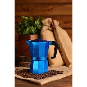 Resim Tekno Trust Metal Taşev T1195 Piccolo Moka Pot 6 Fincan Mavi (Alüminyum) 