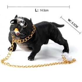 Resim Siyah Pitbull Oto Dekor Torpido Süsü Zincirli Model 