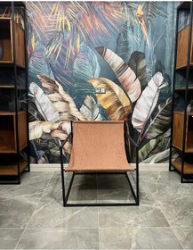 Resim Rafadi Modern Dekoratif Metal Ayaklı Berjer Salon Oturma Odası Balkon Berjeri Kiremit 