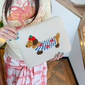 Resim 27.94-39.62 cm Karikatür Sosis Köpek Tasarımlı Laptop Kılıf Koruyucu - Dayanıklı Polyester Bilgisayar İç Çantası 27.94/30.48/33.02/35.56/39.62 cm Dizüstü Bilgisayarlara, Beyaz/Siyah, Laptop Çantası, Cihaz Kapağı, Eğlenceli Stil, Yumuşak Kumaş, Teknoloji Kesesi, Evcil Hayvan Severler 