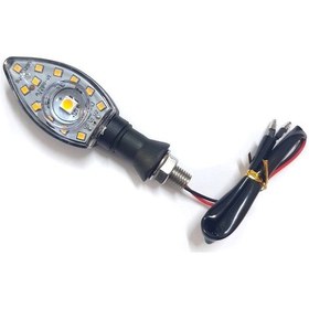 Resim Motosiklet Üniversal Led Sinyal Beyaz Camlı Mercekli 