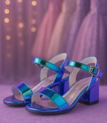 Resim hapshoe Pony Hologram Mor-Yeşil Kalın Topuklu Kız Çocuk Abiye Ayakkabı 