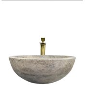 Resim Sipahi Marble Gümüş Traverten Ince Kenar Yuvarlak Lavabo 
