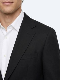 Resim Siyah Çizgili Modern Fit Pamuk Karışımlı Örme Takım Elbise - STD / STD 