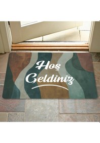 Resim Dijital Baskılı 3d Kapı Önü Paspas Hoşgeldiniz Yazılı Çiçek Desenıç Ve Dış Kapı Paspası Yıkanabilir Lacivert 