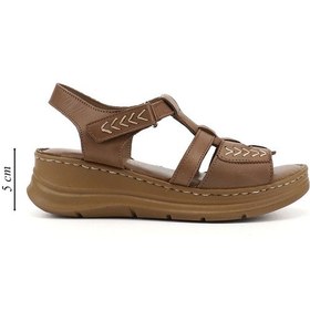 Resim Gönderi(R) Gönderi R Kadın Fındık Cırt Bantlı Dolgu Topuk Hakiki Deri Sandalet Dyza65145872 