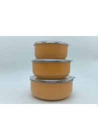 Resim Alev Emaye 3'lü Saklama Kabı Sarı Sarı 