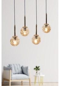 Resim Liza 4 Lü Gold-siyah Metal Gövde Bal Rengi Camlı Tasarım Lüx ... Gold 