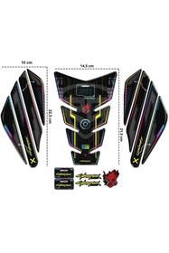 Resim Redline Grafik Cyberpunk Tank Pad Yan Pad Seti Motorsiklet Universal Özel Seri Special Edition Redline Grafik 
