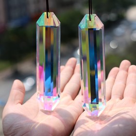 Resim 2 adet 5 "Suncatcher Pencere Prizması, Pencere için, Dikdörtgen AB Renkli Kristal Gökkuşağı Yapıcı Bahçe Asılı Güneş Tutucu Süs, Ev Dekoru, Bahçe Sanat Dekoru (120mm) 