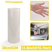 Resim Chuangyinshop Transparent 11.8inchx79.7inch Tpu Headlight Film Siyah Stop Lambası Çizik Su Geçirmez Yüksek Şeffaflık Far Koruma Filmi 