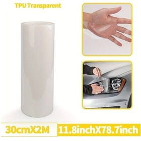 Resim Chuangyinshop Transparent 11.8inchx79.7inch Tpu Headlight Film Siyah Stop Lambası Çizik Su Geçirmez Yüksek Şeffaflık Far Koruma Filmi 