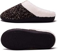 Resim FOLOBE Kadın Erkek Kayma Hafızalı Köpük Kabarık İmitasyon Kürk Yumuşak Terlik Mercan Polar Ev Ayakkabıları İç Mekan Dış Mekan, kahverengi, 3/4 UK 