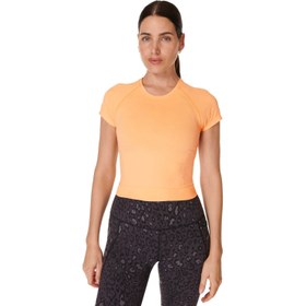 Resim Sweaty Betty Athlete Crop Seamless Workout Kadın Turuncu Koşu Tişört 