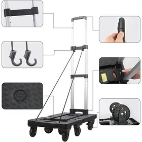 Resim gaman Katlanabilir 7 Tekerlekli Taşıma Arabası Yük Eşya Taşıma Aracı 300KG KAPASİTELİ 50x33cm 
