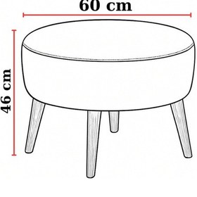 Resim Azra Mobilya Kırmızı Yuvarlak Deri Puf 60 Cm Çap, 46 Cm Yükseklik, Modern Ceviz Ayaklı Kırmızı 
