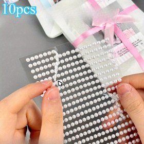 Resim 10 adet Şenlikli Parti Hediye Ambalajı DIY Süsleme Imitasyon İnci Etiketleri 3mm 4mm 5mm 6mm DIY Kendinden Yapışkan İnci Elmas Etiketleri Parti Büyük Etkinlik 