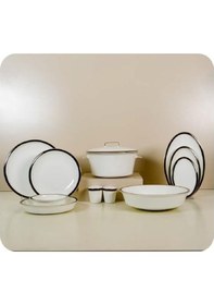 Resim Evaliza Alaia Black Gold Line 2mm 12 Kişilik 60 Parça Porselen Yemek Takımı 