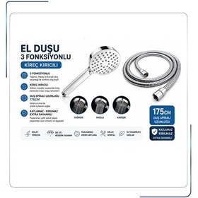 Resim A3640401yp+a3348001yp Duş Seti 3 Foksiyonlu Krom Kaplama 