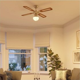 Resim GoodHome Zincirli Magic Colours Lari Tavan Vantilatörü Ahşap Kanat Blyss 2 Yıl 100-110 Cm 4 Ahşap Kahverengi 