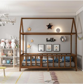 Resim GİVAYO WOOD'S TEDDY CEVİZ 120*200 MONTESSORİ YATAK KAPILI 