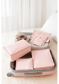 Resim Serstil 6 Parça Bebek Bakım Çanta Seti Filesiz Pembe Puantiyeli Organizer Pembe Puantiye 