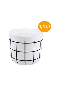 Resim Omnipazar Krs-211 Dekoratif Karo Desenli Saksı 1.4 Litre No 1 Beyaz 