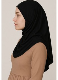 Resim Mim Eşarp Pileli Tesettür Hijab Hazır Eşarp Siyah 