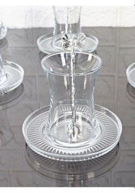 Resim 18 Parça Çay Seti Gümüş Kelebek Çay Kaşıklı 6 Bardak 6 Tabak 6 Kaşık Gümüş 