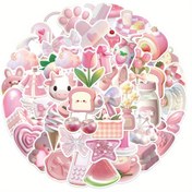 Resim 50 adet 3D Pembe Karikatür Vinil Sticker - Su Geçirmez, Yeniden Kullanılabilir Çıkartmalar Laptoplar, Kaykaylar, Kasklar ve Daha Fazlası için 