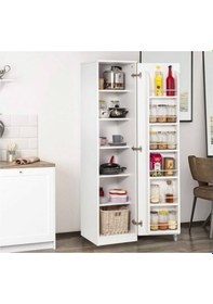 Resim Beyaz Çok Amaçlı 90 Derece Açılabilir Tek Kapaklı Kiler Dolap 