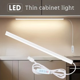 Resim LED Aplik Duvar Lambası, USB Fişli Düğme Anahtarı, Ayarlanabilir Parlaklık ve 3 Renk Modu (3000K, 4000K, 6000K), Manyetik Montaj, Ayrılabilir Plastik Armatür, Mutfak/Raf/Dolap/Masa için Kısılabilir, ≤36V, Pil Gerekmez 