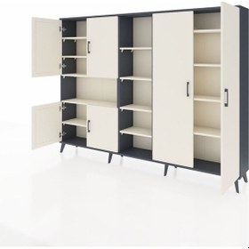 Resim Arges Dolap 13 Raflı 6 Kapaklı 220x30x163 Antrasit-aytaşı Antrasit-aytaşı 