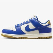 Resim Nike Dunk Low Leather Women Sneaker Hakiki Deri Beyaz Lacivert Spor Ayakkabı Kadın Beyaz - Lacivert 