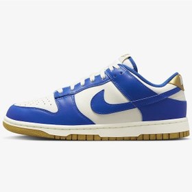 Resim Nike Dunk Low Leather Women Sneaker Hakiki Deri Beyaz Lacivert Spor Ayakkabı Kadın Beyaz - Lacivert 