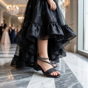Resim Beyaz (Mini Women) Çok Renkli Yaş Biyeli Topuklu Kız Çocuk Abiye Ayakkabı Siyaha Siyah 