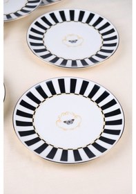 Resim Tabak Evi Porselen Butterfly Collection Altın Yaldızlı Pasta Tabağı Siyah 20,50cm 2 Li Çok Renkli 