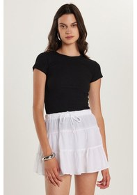 Resim Tudors Kadın Slim Fit Dar Kesim Bisiklet Yaka Modal Kumaş Siyah Bluz-34668 Siyah 