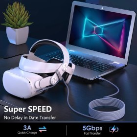 Resim Daytona Vr-C Oculus Quest ile Uyumlu Vr5 Link Kablosu 5 M, 5gbps USB 3.2 Gen 1 Hızlı Veri Aktarımı, Hızlı Şarj Usb-C, Quest 2 Uyumlu (Type C To Type C) Kablo 