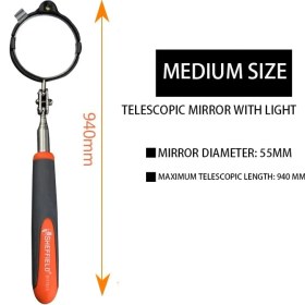 Resim Xiyu Shop 55 mm Uzunluk Stili 5.5mm Araba Teleskopik Muayene Aynası Muayene Lensi, Yuvarlak 360 ° Ayna Onarım Aleti, Aydınlatmalı, Araba Şasi Muayenesinde Kullanılır (Yurt Dışından) 