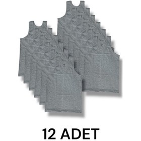 Resim Askılı Erkek Atlet Pamuklu 12'li Paket Gri 