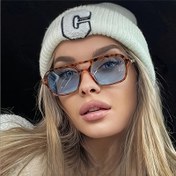 Resim 1 Adet Kadın Mavi Leopar Desenli Kare Metal Çerçeve Gözlük - Altın Tonlu Menteşeli, Hafif ve Dayanıklı Tasarım ile Günlük ve Resmi Kıyafetler İçin Dekoratif Moda Aksesuar 
