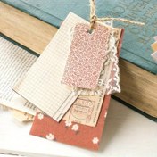 Resim 60 Adet Vintage Çiçekli Scrapbook Kağıt Seti - Bullet Journals & DIY Projeleri için Mat Tonlarda Estetik Dekoratif El Sanatları Malzemeleri, İp & Stickerlarla 