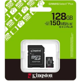 Resim Kingston SDCS3/128GB 128GB microSDXC Canvas Select Plus Gen3 A1 150MB/s Hızlı Kart + Adaptör 