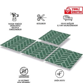 Resim Tink Kendinden Yapışkanlı Zümrüt Balıksırtı Desenli Pvc Karo 30 x 30 cm (4 Adet) 0,36 M2 